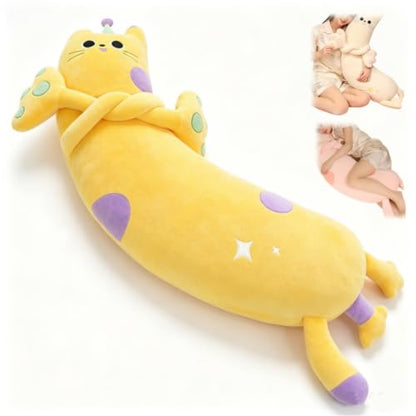 Yellow Long Cat Plush Hugging Pillow for Adults - 51in