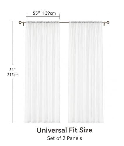 Semi Sheer Window Curtain Panel - Transparent 2 Panels for Living Room & Bedroom