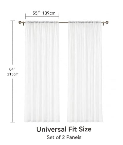 Semi Sheer Window Curtain Panel - Transparent 2 Panels for Living Room & Bedroom