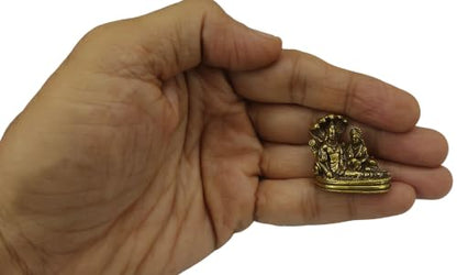Lakshmi Narayan on Sheshnag Brass Statue for Car Dashboard & Home Decor – Divine Vishnu & Lakshmi Figurine – Variation: Lakshmi Narayan