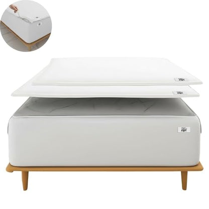 Deep Pocket Cotton Fitted Sheet with Zip-On Top Sheets - 400TC White Twin XL