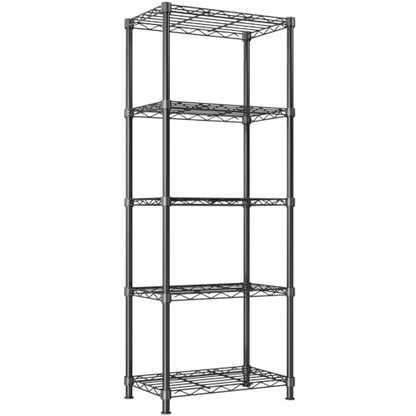 Black 5-Tier Wire Shelving Rack - 16 x 10 x 55.1 Inches, Heavy Duty Metal