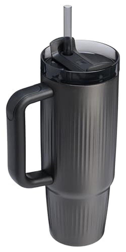 STANLEY Quencher H2.0 Tumbler with Handle and Straw 30 oz | Flowstate 3-Position Lid | Cup Holder Compatible for Travel | Insulated Stainless Steel Cup | BPA-Free | Fluted Black