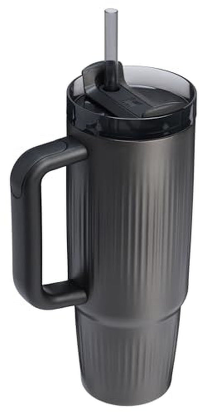 STANLEY Quencher H2.0 Tumbler with Handle and Straw 30 oz | Flowstate 3-Position Lid | Cup Holder Compatible for Travel | Insulated Stainless Steel Cup | BPA-Free | Fluted Black
