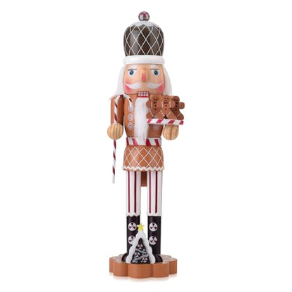 Gingerbread Nutcracker Soldier Decoration - 14.4 Inch Holiday Figure