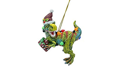Dinosaur Christmas Tree Ornament T Rex Covered in Lights for Kids