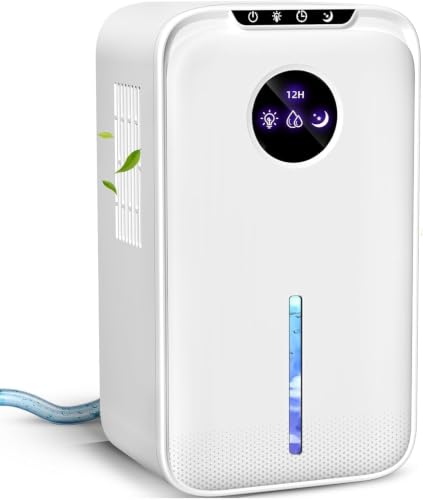 Light White Small Home Dehumidifier (88 OZ) with Drain Hose, Timer, Sleep Mode