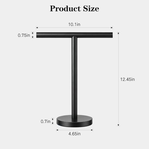 T-Shaped Hand Towel Holder Stand in Black - Non-Slip & Rust-Resistant