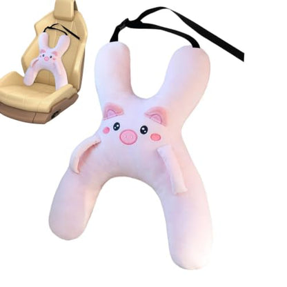 Kids Car Travel Pillow H-Shaped Neck Support Headrest with Seatbelt Strap - Variation A
