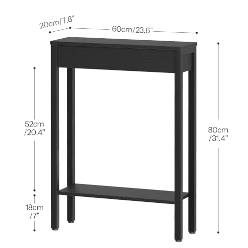 Black Narrow Console Table with 2-Tier Storage - Entryway, Sofa or Bedroom