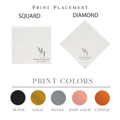 GiveSmiles Personalized Wedding Cocktail Napkins - Style 6 - Mr & Mrs Name Couple, Pack 15-500