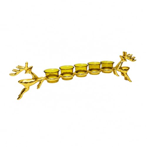 Gold Metal Reindeer Candle Holder with Votive Holders Christmas Centerpiece 46cm