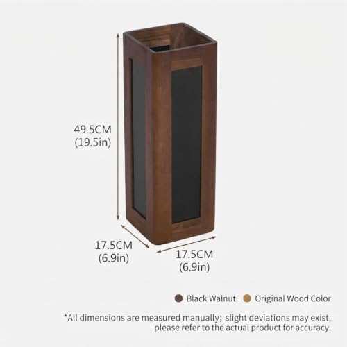 Walnut Wood Indoor Umbrella Stand with Acrylic Panel & Removable Drip Tray