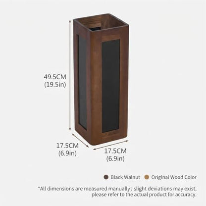 Walnut Wood Indoor Umbrella Stand with Acrylic Panel & Removable Drip Tray