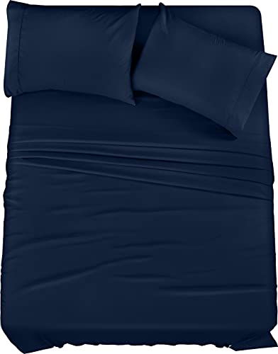 Utopia Bedding King Bed Sheets Set - Pack of 2 Sheet Sets - Perfect for Spa, Hotel, & Guest Bedroom - Brushed Microfiber - Shrinkage and Fade Resistant - Easy Care (Navy)