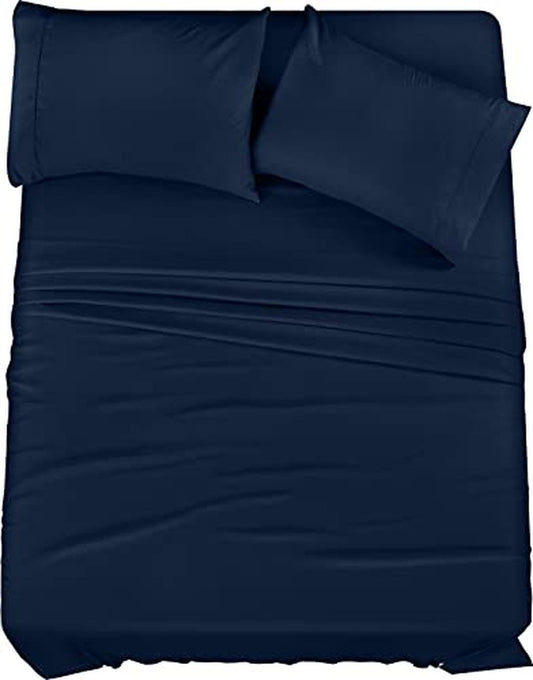 Utopia Bedding King Bed Sheets Set - Pack of 2 Sheet Sets - Perfect for Spa, Hotel, & Guest Bedroom - Brushed Microfiber - Shrinkage and Fade Resistant - Easy Care (Navy)