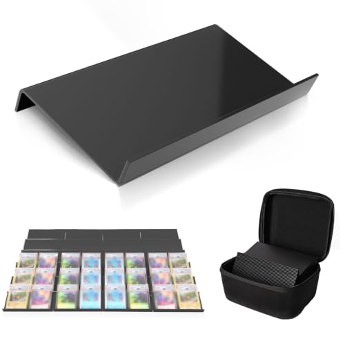 24 Pack Modular Trading Card Display Stands - Black, Angled & Anti-Slip
