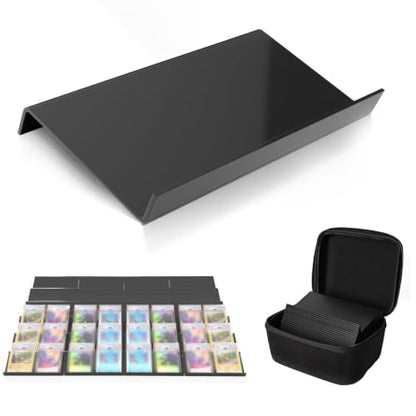 24 Pack Modular Trading Card Display Stands - Black, Angled & Anti-Slip