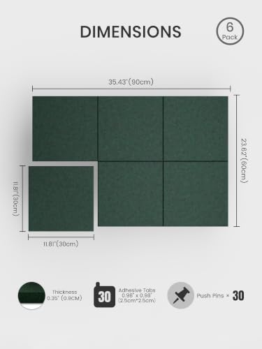 Large Cork Board Alternative 36x24 Inch with Felt Tiles & Pushpins
