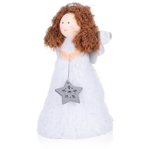 Christmas Angel Tree Topper Small Angel Xmas Tree Decoration White Lightweight for Indoor Holiday Festival Home Office