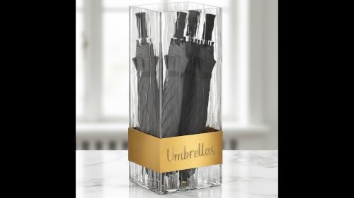 Clear Acrylic Umbrella Stand with Gold Accent - Modern Entryway Organizer