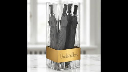 Clear Acrylic Umbrella Stand with Gold Accent - Modern Entryway Organizer