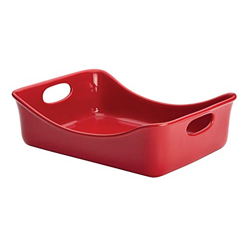 Rachael Ray Solid Glaze Ceramics Bakeware / Lasagna Pan / Baker, Rectangle - 9 Inch x 12 Inch, Red