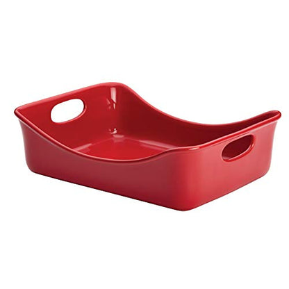 Rachael Ray Solid Glaze Ceramics Bakeware / Lasagna Pan / Baker, Rectangle - 9 Inch x 12 Inch, Red