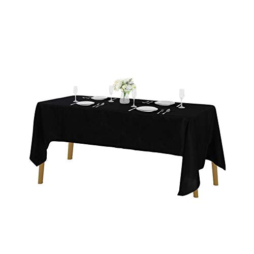 Rectangle Tablecloth 60x120 Inch Washable Polyester for Wedding Party Dining - 12 Pack Black