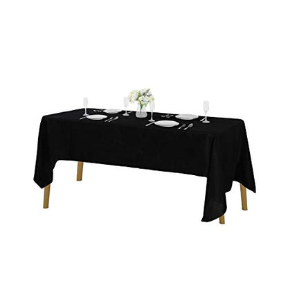 Rectangle Tablecloth 60x120 Inch Washable Polyester for Wedding Party Dining - 12 Pack Black