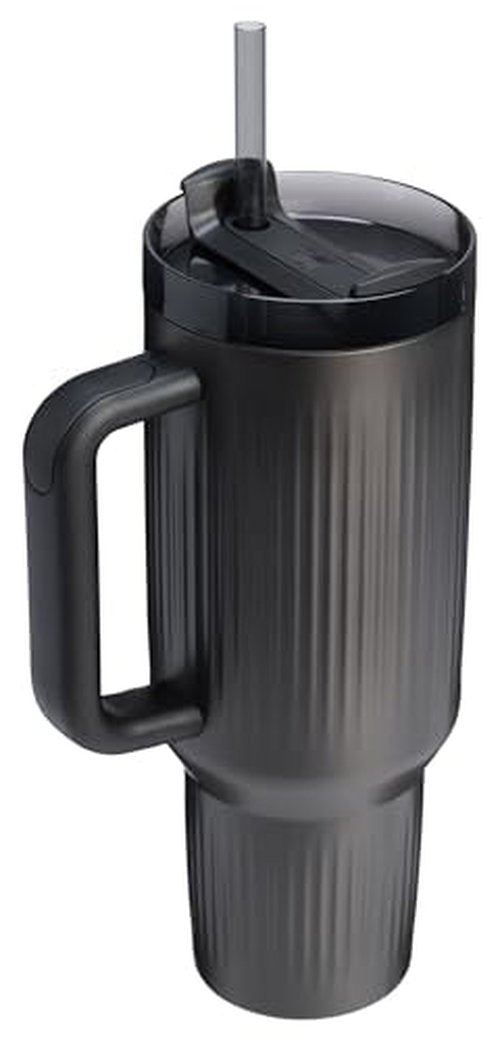 STANLEY Quencher H2.0 Tumbler with Handle and Straw 40 oz | Flowstate 3-Position Lid | Cup Holder Compatible for Travel | Insulated Stainless Steel Cup | BPA-Free | Fluted Black