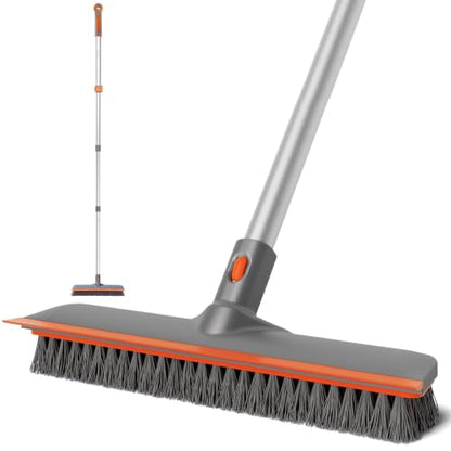 Eazer 2-in-1 Long Handle Floor Scrub Brush with Squeegee - 60 Inch