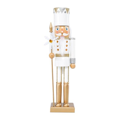 15 Inch Christmas Nutcracker Decorations - Multicolor White King Wooden Figure