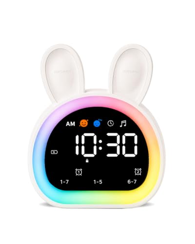 Kids Sleep Trainer Alarm Clock with Night Light and Sound Machine