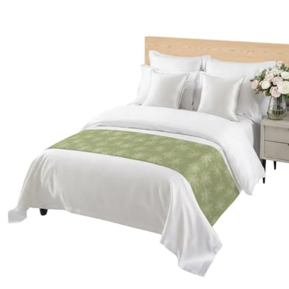 Sage Green Bed Runner for Queen Size Bed - 83x20 Inch Tropical Coconut Trees Decorative Throw