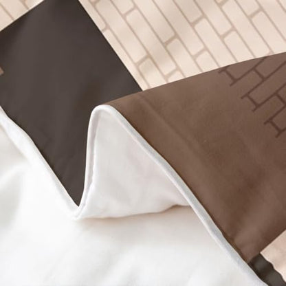 Feelyou Modern Brown Khaki Geometric Cotton Duvet Cover Set Full Size - No Comforter