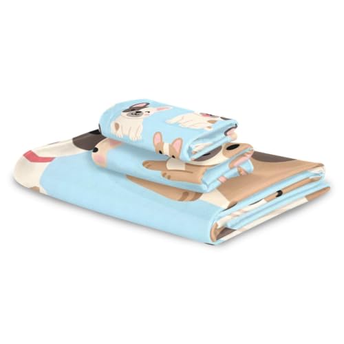 Cartoon Puppy Dogs Bath Towel Set - Cotton & Microfiber, Soft & Absorbent
