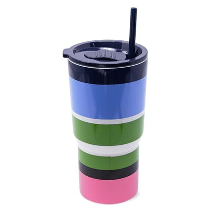 Kate Spade New York 20 Ounce Insulated Tumbler for Cold and Hot Drinks with Reusable Straw, Stainless Steel Travel Cup with Slide Top Lid, Ladybug Dot