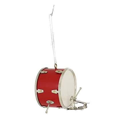 Christmas Ornament - Red Wood and Brass Bass Drum Miniature Decor