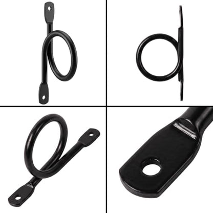 2 Pack Metal Curtain Rod Holders for 1.5 Inch Diameter Rods - Black, Rust-Proof