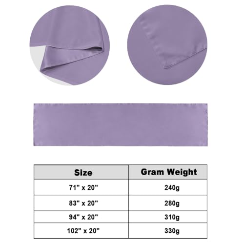 Cal King Lavender Bed Runner 102x20 Inch Decorative Satin Throw for Bed