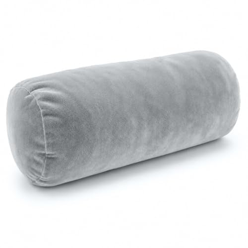 Velvet Pillow Cover for 16x6 Inch Cervical Roll Pillow - Gray
