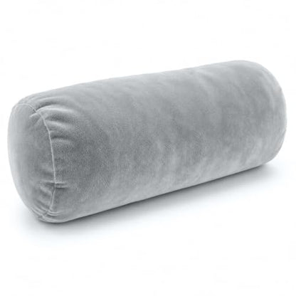 Velvet Pillow Cover for 16x6 Inch Cervical Roll Pillow - Gray