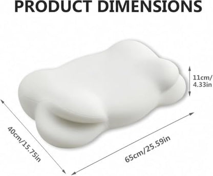 White Cloud Pillow, Ergonomic Memory Foam Cervical Neck Support with Breathable Cover, Adjustable Dual-Height Design for Side Back Stomach Sleepers