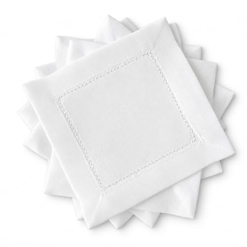 12-Pack Linen Cocktail Napkins 6x6 Inch Washable Cloth for Weddings & Parties