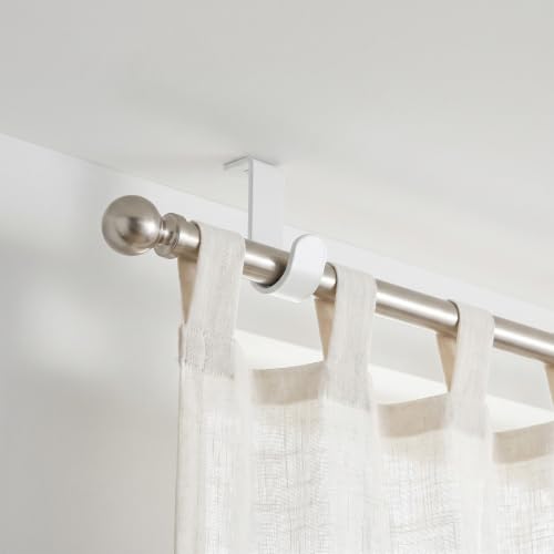 Ceiling Mount Curtain Rod Brackets 3 Pack for 5/8 to 1 Inch Rods - White