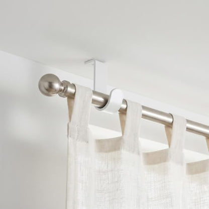 Ceiling Mount Curtain Rod Brackets 3 Pack for 5/8 to 1 Inch Rods - White