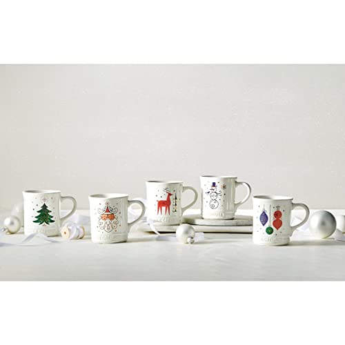 Le Creuset Stoneware Reindeer Mug 13.5 oz. - White with Applique, Holiday Gift
