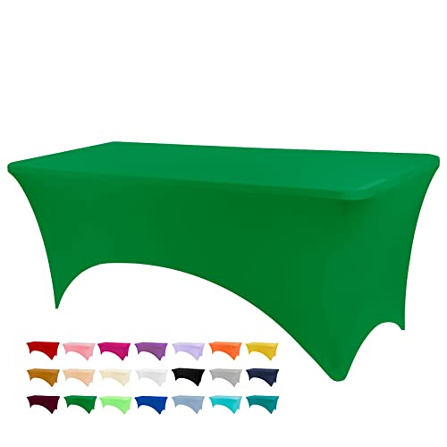 BDDC Table Covers for 4 Foot Tables, Spandex Table Covers 4ft, Emerald Green Table Cloths Rectangle 4ft for Events, Wedding, Banquets & Parties