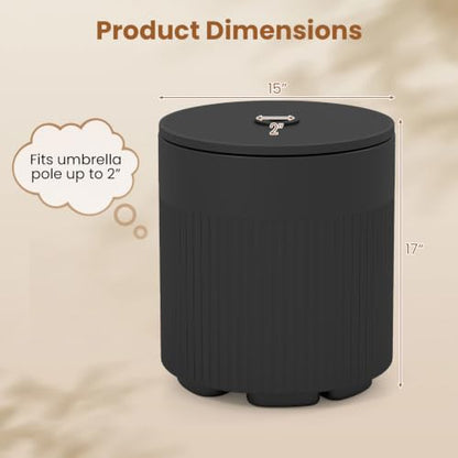 Tangkula 3-in-1 Outdoor Umbrella Side Table Black Variation